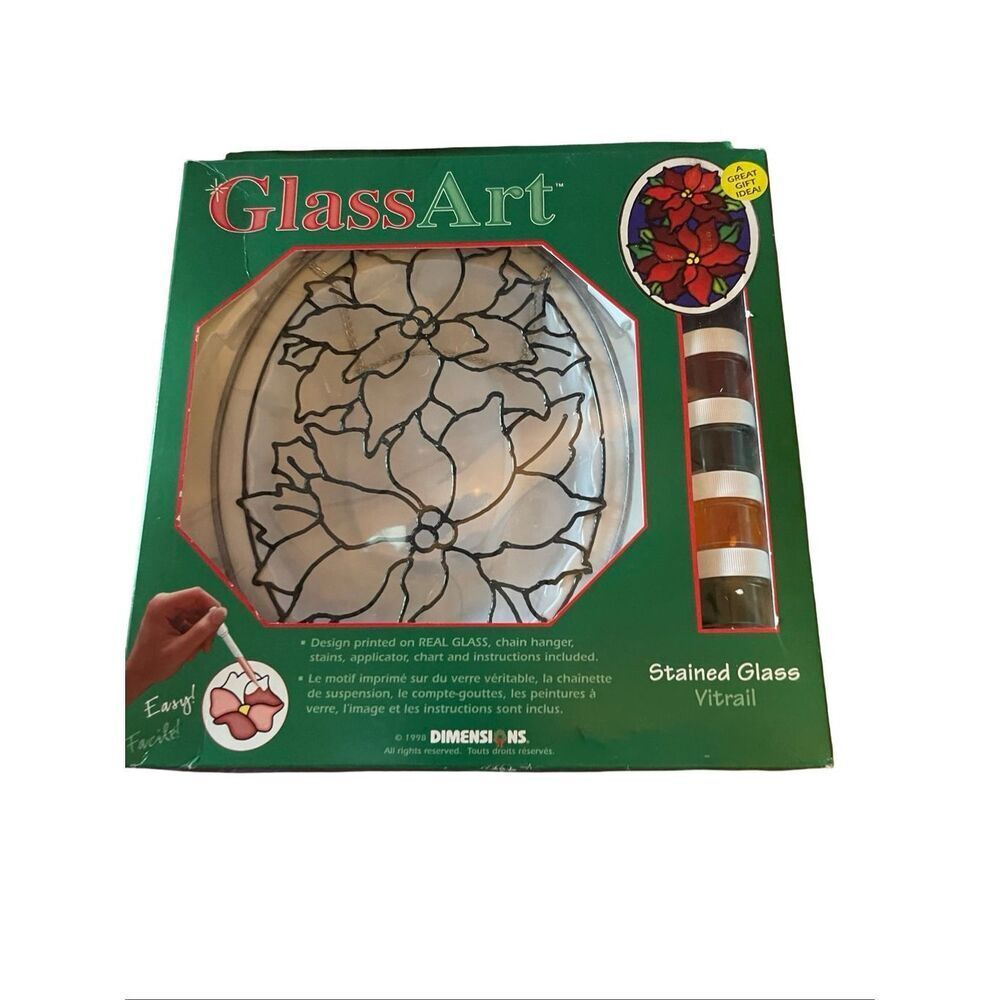 New 1998 Dimensions Glass Art Flower Stained Glass Kit 7" X 9"